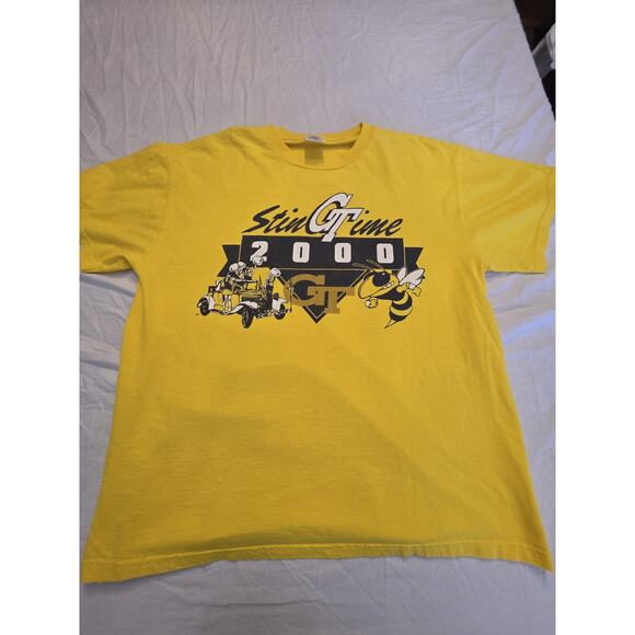 Georgia Tech 2000 Delta Pro Men's Size Large Yellow Short Sleeve T-Shirt - Picture 1 of 5